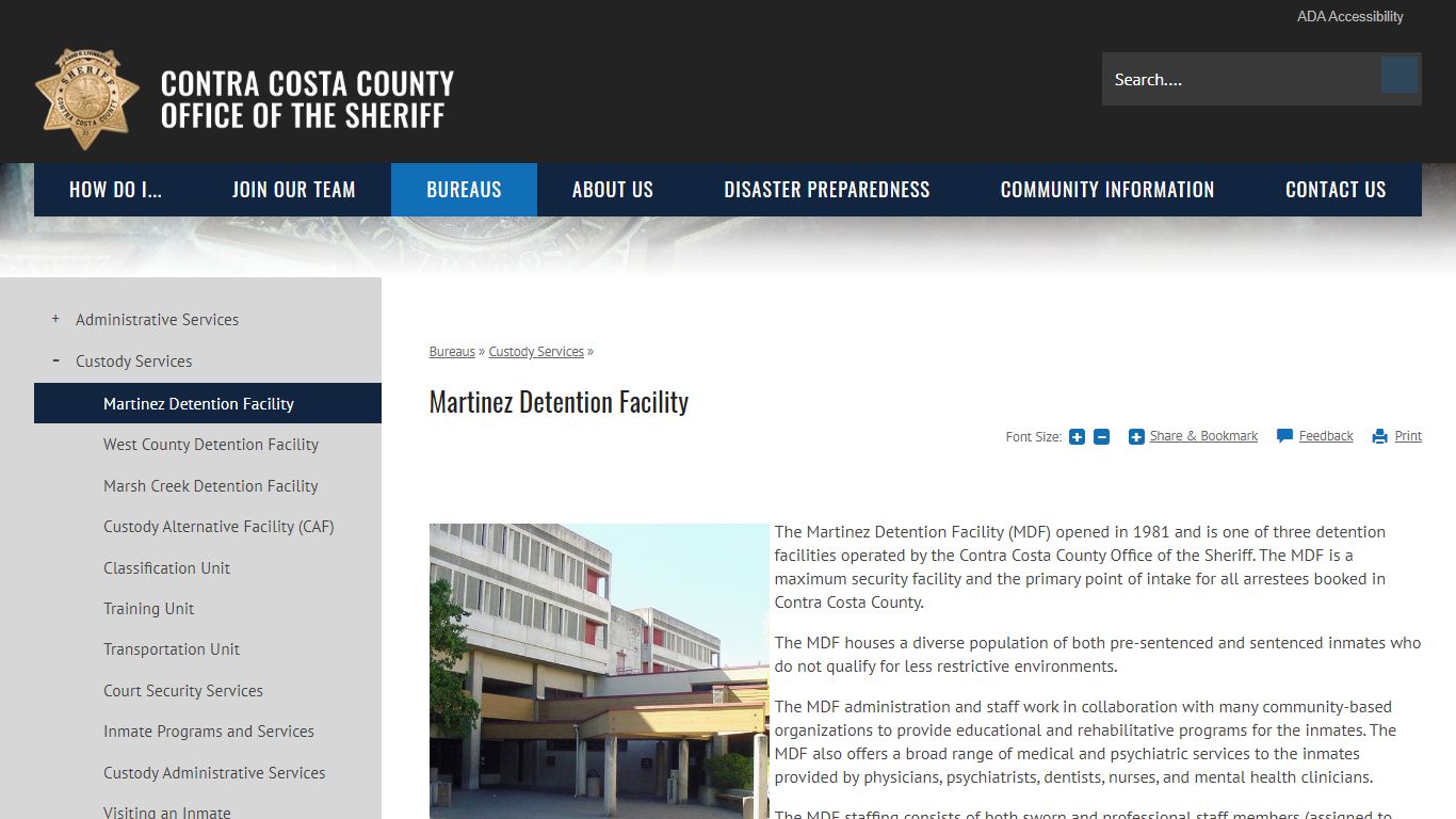 Martinez Detention Facility | Contra Costa Sheriff, CA